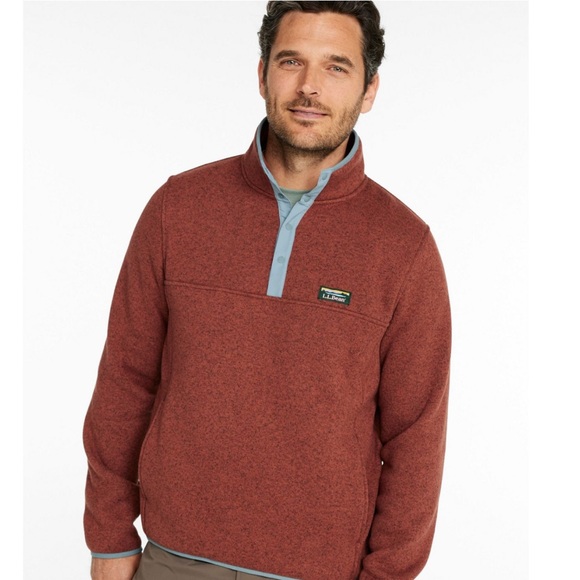 LL Bean Men's Pullover Sweater Fleece XL REG Slightly Fitted Red Chestnut 298050 - Picture 2 of 10